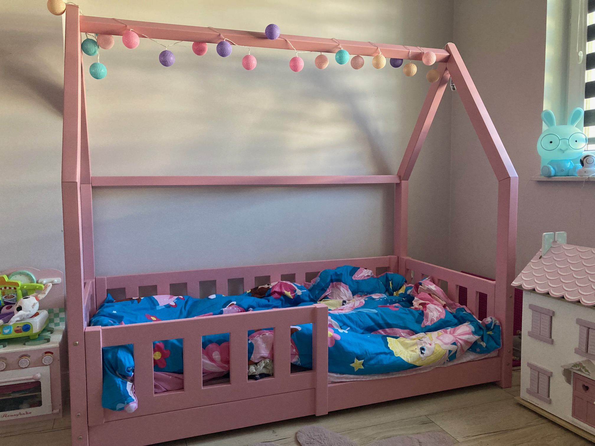 Rosa Haus Bett mit Schubladen 80x160cm