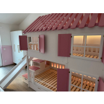 Stockbett 120x200 aus Österreich mit Rutsche, Treppe und modernen LED-Lichtern – kindersicher und funktional.