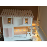 Hochbett für Kinder mit stabiler Treppe, Rutsche und Schutzgeländer