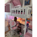 Hochbett mit Treppe und Schreibtisch aus Massivholz für modernes Kinderzimmer