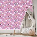 Tapete mit Einhörnern und Wolken für Mädchenzimmer 1 Rolle