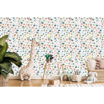 Tapete für Mädchen Bunte Tiere Blumen