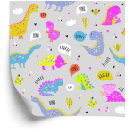 Tapete für Kinder Bunte Dinosaurier Blumen Natur 1 Rolle