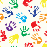 Tapete für Kinder – Bunte Handabdrücke