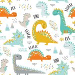 Tapete für Kinder Bunte Dinosaurier, Berge, Natur 1 Rolle