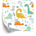 Tapete für Kinder Bunte Dinosaurier, Berge, Natur 1 Rolle