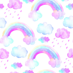 Tapete für Mädchen Regenbogen Bunte Wolken, 1 Rolle