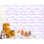 Tapete für Mädchen Regenbogen Bunte Wolken, 1 Rolle