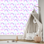 Tapete für Mädchen Regenbogen Bunte Wolken, 1 Rolle