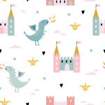 Tapete Märchenhaft, Drachen, Wolken, Für das Kinderzimmer  1 Rolle