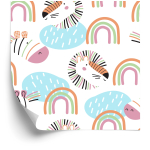 Tapete Pastellfarbene Tiere Regenbogen Mädchenzimmer 1 Rolle