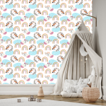 Tapete Pastellfarbene Tiere Regenbogen Mädchenzimmer 1 Rolle