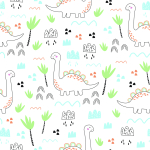 Tapete für Kinder, Dinosaurier Wolken Bäume Grün  1 Rolle