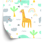 Tapete für Mädchen Tiere, Palmen, Regenbogen 1 Rolle