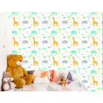 Tapete für Mädchen Tiere, Palmen, Regenbogen 1 Rolle