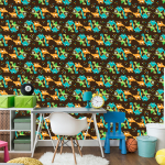 Tapete „Bunte Dinosaurier, Vögel, für Jungenzimmer“ 1 Rolle