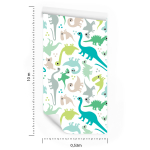 Tapete mit bunten Dinosauriern, Punkten, Jungenzimmer  1 Rolle
