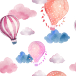 Tapete Ballons vor farbenfrohen Wolken 1 Rolle