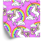 Tapete für Kinder – Einhorn vor einem Regenbogenhintergrund