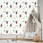Tapete Bären, Wolken, Bäume, Jungenzimmer  1 Rolle