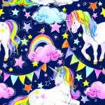 Tapete für Mädchen, bunte Einhörner, Regenbogen, 1 Rolle