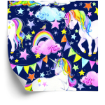 Tapete für Mädchen, bunte Einhörner, Regenbogen, 1 Rolle