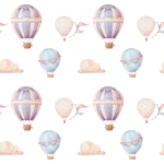 Tapete für Kinderzimmer, Pastellballons, Wolken 1 Rolle