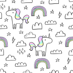 Tapete für Kinder – Regenbogen-Einhörner
