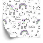 Tapete für Kinder – Regenbogen-Einhörner