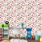 Tapete für Mädchenzimmer Bunte Eulen Vögel
