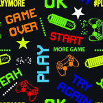 Tapete für Jugendliche Bunte Pixel Muster Schriftzüge  1 Rolle
