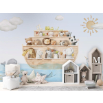 Mural für Kinderzimmer – Arche Noah mit niedlichen Tieren im Illustrationsstil