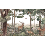 Fototapete Wald mit Wildtieren – Nahaufnahme des Hirsches im dichten Wald