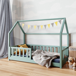 Kinderbett Bungalow mit Schienen Kinderbett Bungalow mit Schienen