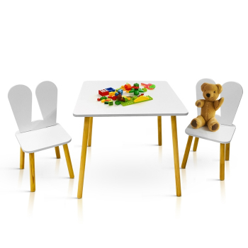 Kinder weiss quadratischer tisch und 2 stühle MDF