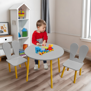 Kinder grau runder tisch und 2 stühle MDF