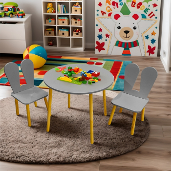 Kinder grau runder tisch und 2 stühle MDF