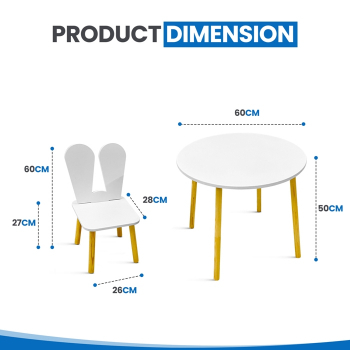 Runder Kindertisch weiß und 2 MDF-Stühle