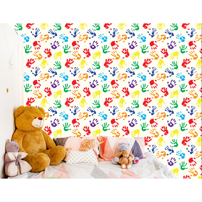 Tapete für Kinder – Bunte Handabdrücke