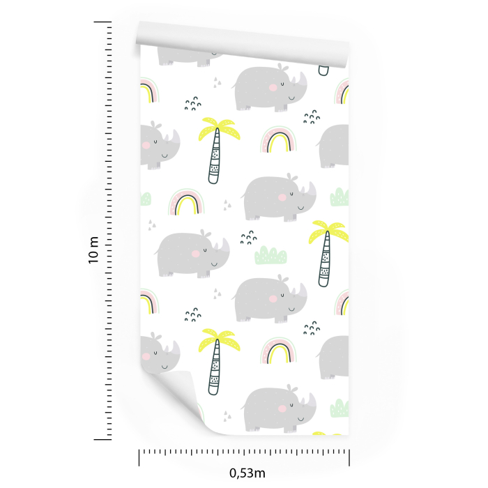 Tapete Tiere Bäume Regenbogen Mädchenzimmer, 1 Rolle