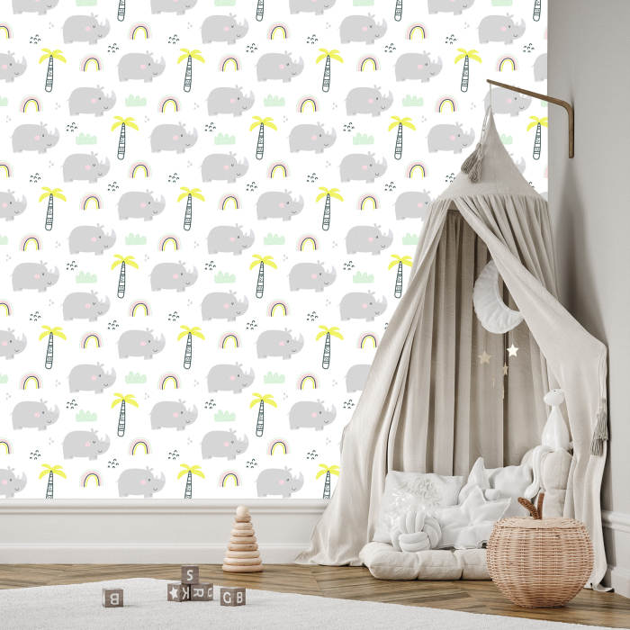 Tapete Tiere Bäume Regenbogen Mädchenzimmer, 1 Rolle