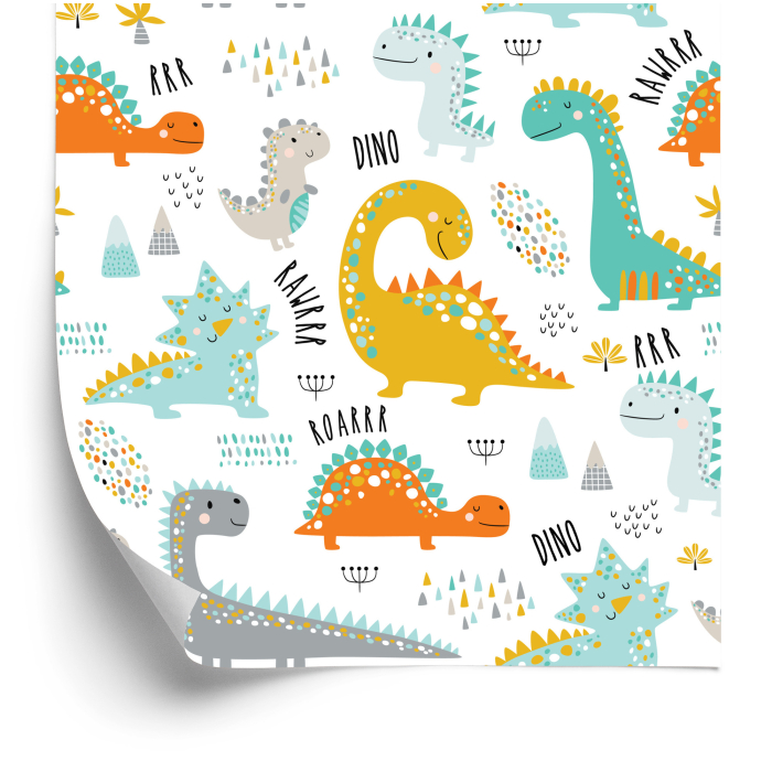 Tapete für Kinder Bunte Dinosaurier, Berge, Natur 1 Rolle