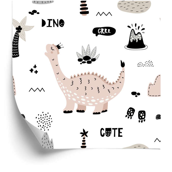 Tapete für Kinder Dinosaurier Palmen Vulkane