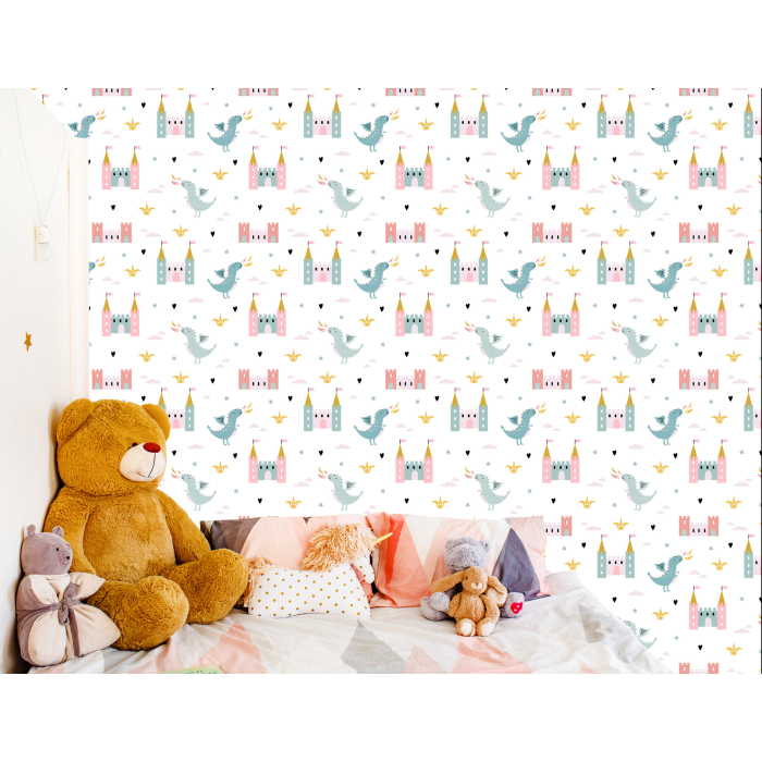 Tapete Märchenhaft, Drachen, Wolken, Für das Kinderzimmer  1 Rolle