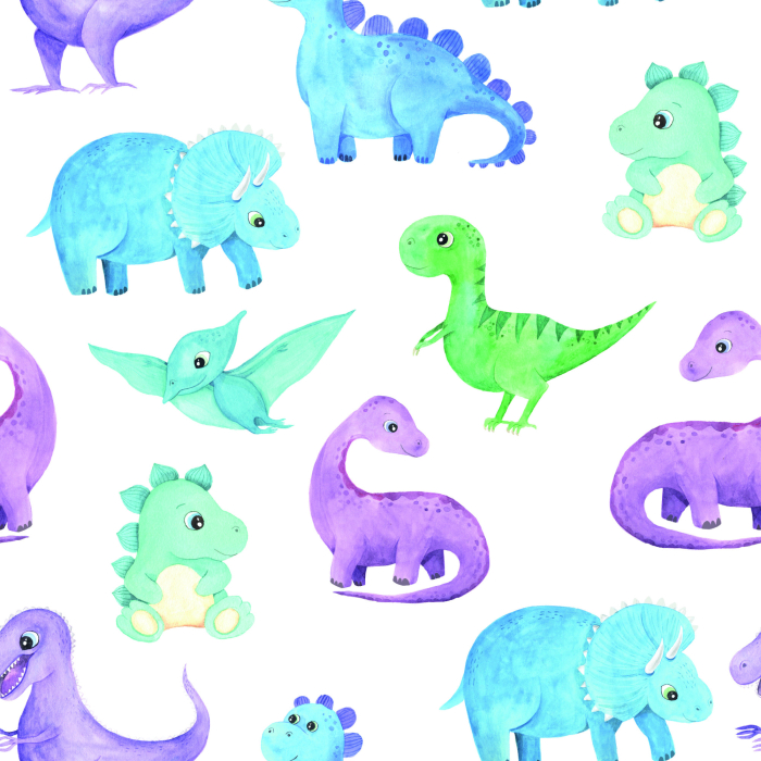 Tapete mit bunten Dinosauriern, für Jungenzimmer 1 Rolle
