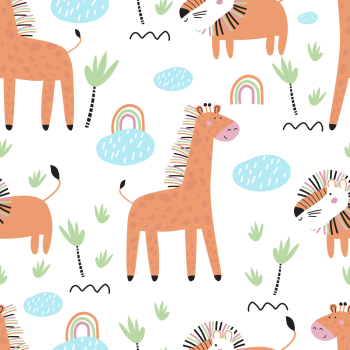 Tapete Tiere Safari Löwen Regenbogen, Jungenzimmer 1 Rolle