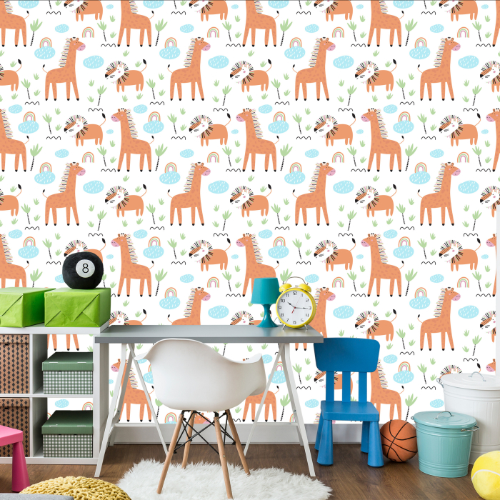 Tapete Tiere Safari Löwen Regenbogen, Jungenzimmer 1 Rolle