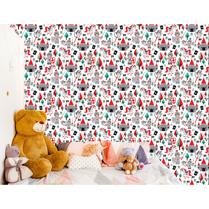 Tapete für Kinder, Märchen, Ritter, Pferde, Bäume  1 Rolle