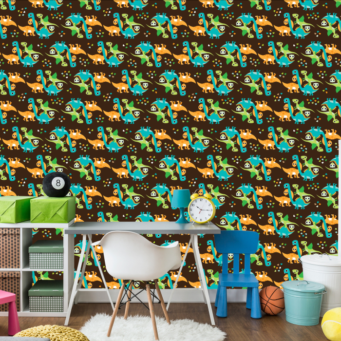 Tapete „Bunte Dinosaurier, Vögel, für Jungenzimmer“ 1 Rolle