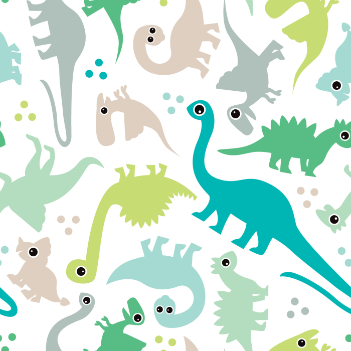 Tapete mit bunten Dinosauriern, Punkten, Jungenzimmer  1 Rolle